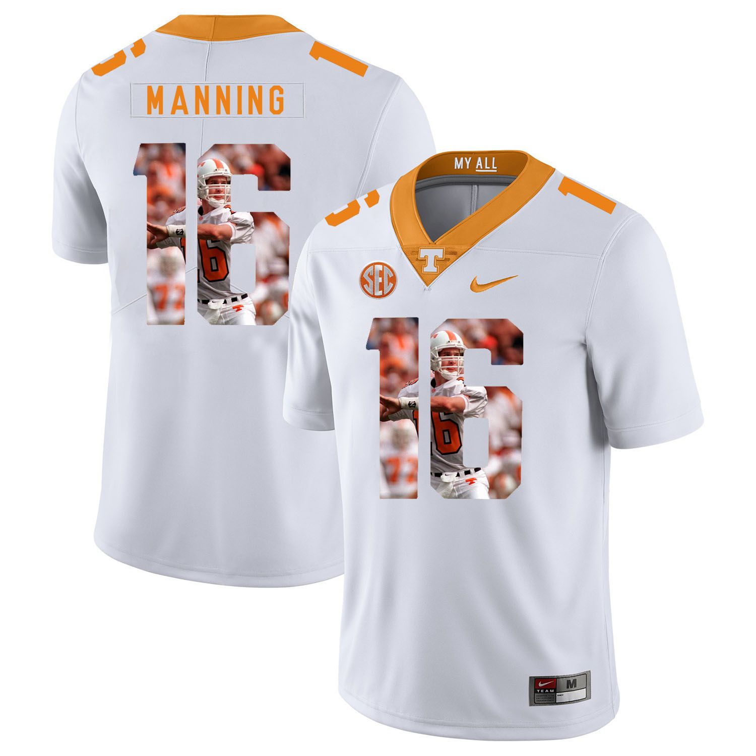 Men Tennessee Volunteers #16 Manning White Fashion Edition Customized NCAA Jerseys->customized ncaa jersey->Custom Jersey